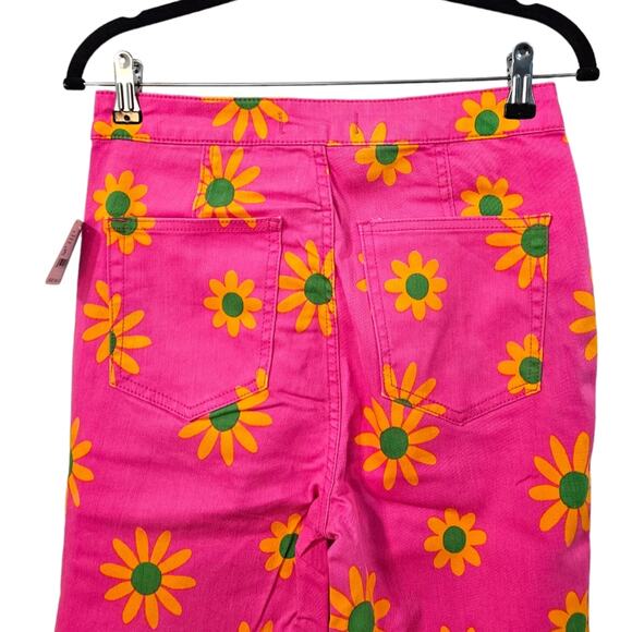 NWT Free People YouthQuake Retro 70s Printed Crop Jeans in Lipstick Combo - Picture 6 of 9